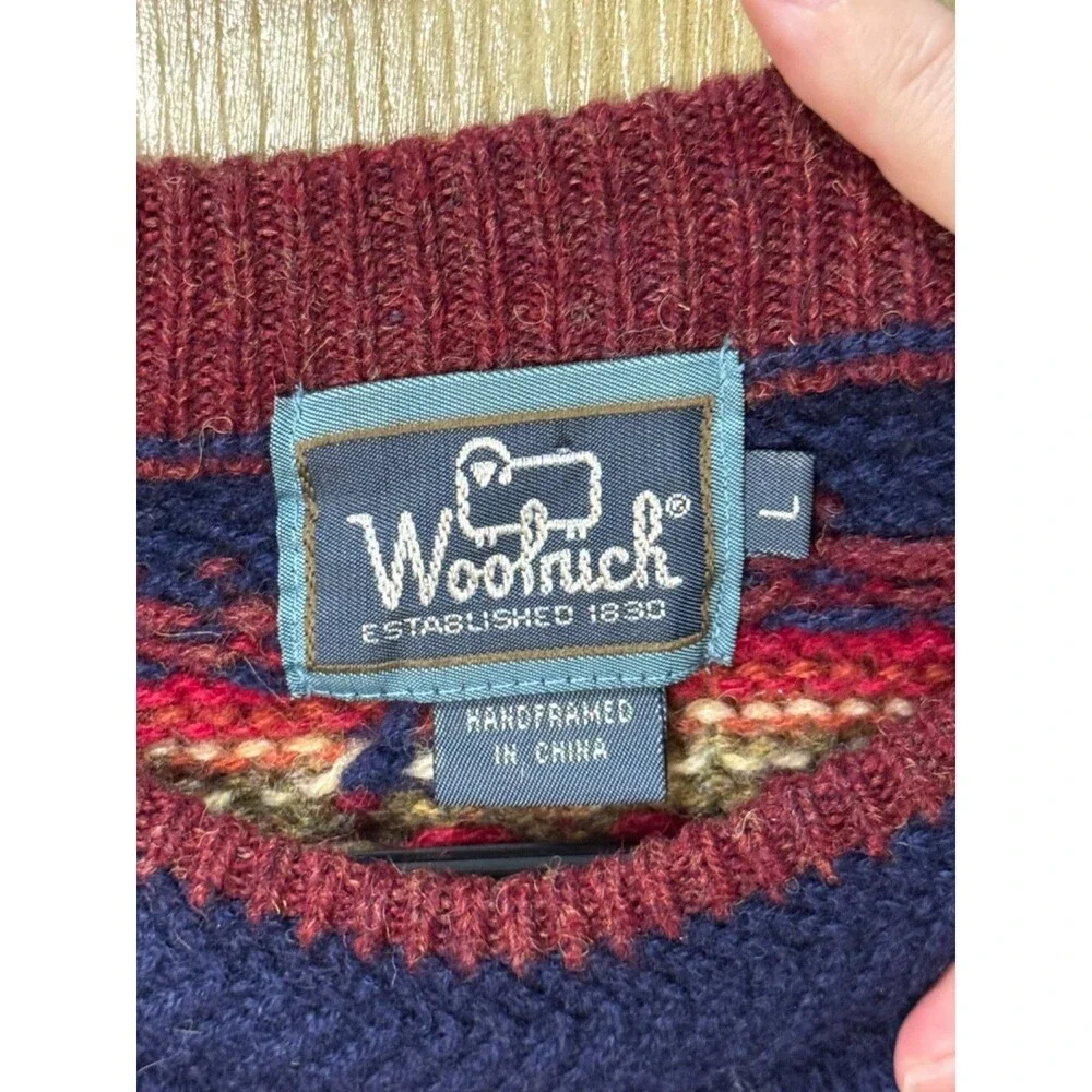 Woolrich Navy Multicolor Fair Isle Wool Sweater